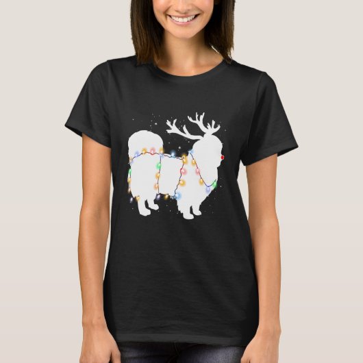 Funny Pekingese Dog Tree kerstlampjes Paj T-shirt (Voorkant)