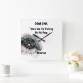 Funny Pekingese Waterverf Canine Art Vierkante Klok (Huis)