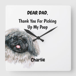 Funny Pekingese Waterverf Canine Art Vierkante Klok