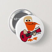 Funny Pelican die gitarkunst speelt Ronde Button 5,7 Cm (Voorkant /achterkant)