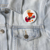 Funny Pelican die gitarkunst speelt Ronde Button 5,7 Cm (In situ)