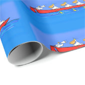 Funny pelican rowing team cartoon illustratie cadeaupapier (Rol Hoek)