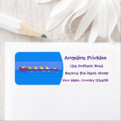 Funny pelican rowing team cartoon illustratie etiket (Insitu)