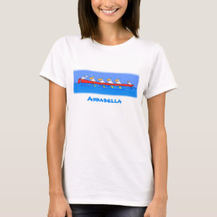 Funny pelican rowing team cartoon illustratie t-shirt