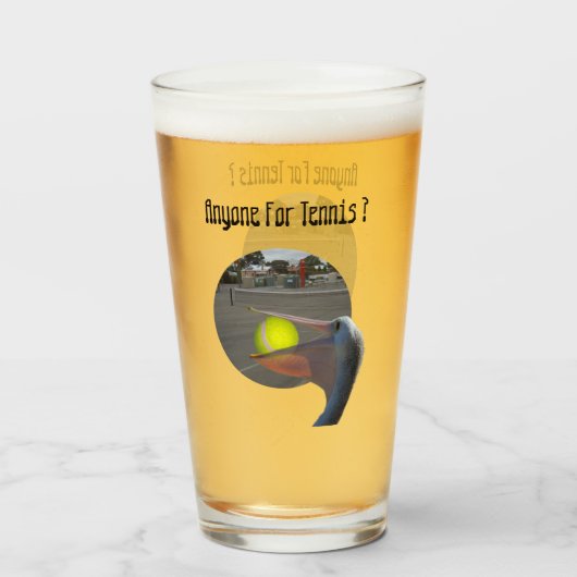 Funny Pelican Tennis Player, Beer Glass Glas (Voorkant gevuld)