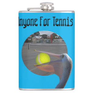 Funny Pelican Tennis Player, Hip Flask Heupfles