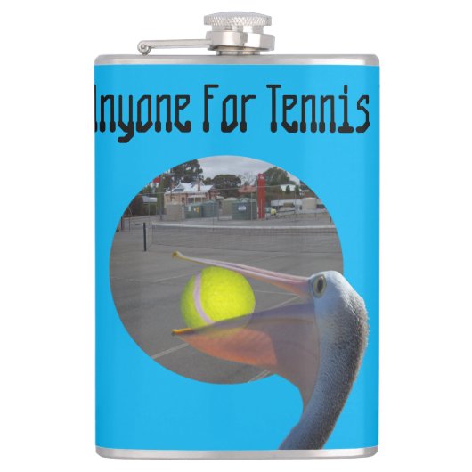 Funny Pelican Tennis Player, Hip Flask Heupfles (Voorkant)