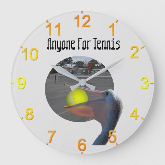 Funny Pelican Tennis Player, Wall Clock Grote Klok (Voorkant)