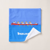 Funny pelicans rowing cartoon illustratie bad handdoek (Wasdoekje)