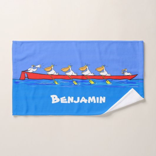 Funny pelicans rowing cartoon illustratie bad handdoek (Handdoek)