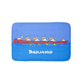 Funny pelicans rowing cartoon illustratie badmat (Voorkant)