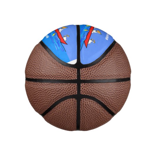 Funny pelicans rowing cartoon illustratie basketbal (Rechts)