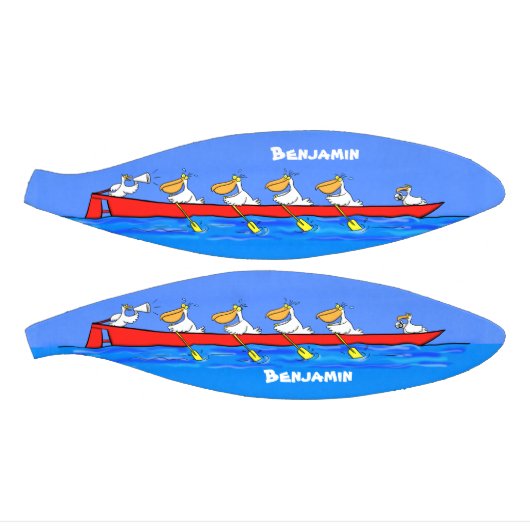 Funny pelicans rowing cartoon illustratie basketbal (Panelen)