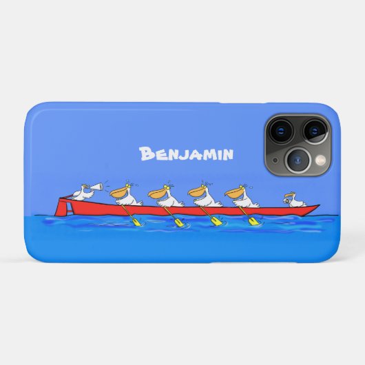 Funny pelicans rowing cartoon illustratie Case-Mate iPhone case (Achterkant (horizontaal))
