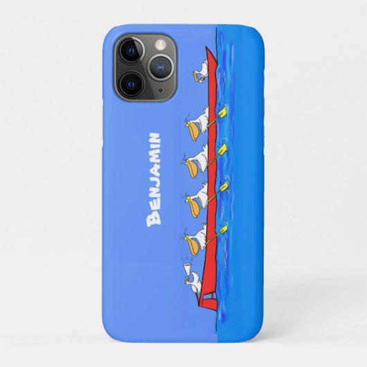 Funny pelicans rowing cartoon illustratie Case-Mate iPhone case (Achterkant)