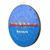 Funny pelicans rowing cartoon illustratie dartbord (Voorkant Rechts)