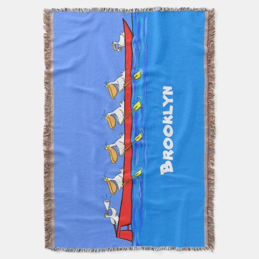 Funny pelicans rowing cartoon illustratie deken (Voorkant Verticaal)