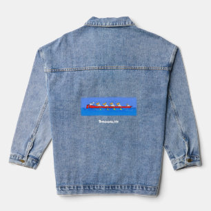 Funny pelicans rowing cartoon illustratie denim jacket