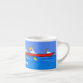 Funny pelicans rowing cartoon illustratie espresso kop (Rechts)
