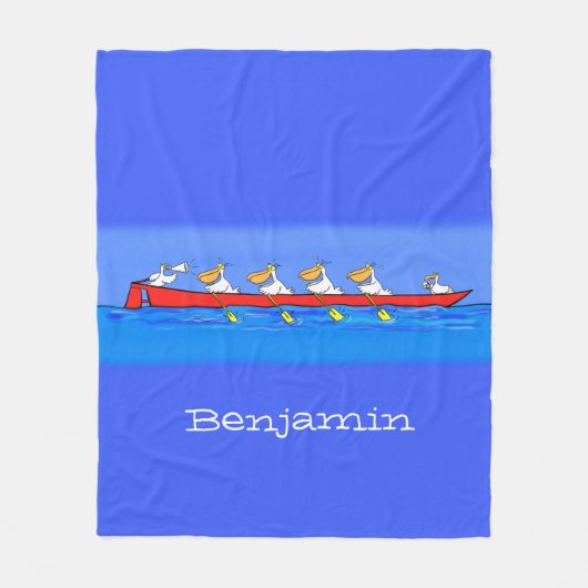 Funny pelicans rowing cartoon illustratie fleece deken (Voorkant)