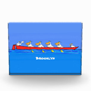 Funny pelicans rowing cartoon illustratie fotoblokken