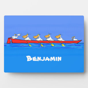 Funny pelicans rowing cartoon illustratie fotoplaat