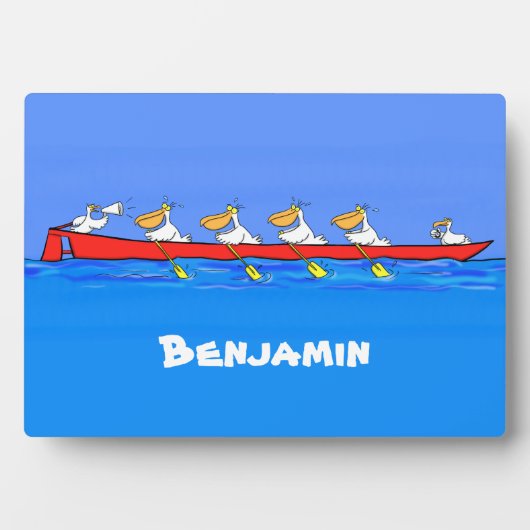 Funny pelicans rowing cartoon illustratie fotoplaat (voorkant)