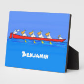 Funny pelicans rowing cartoon illustratie fotoplaat (Zijkant)