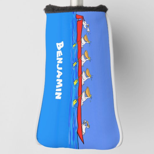 Funny pelicans rowing cartoon illustratie golfheadcover (Draai 90)