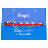 Funny pelicans rowing cartoon illustratie groot cadeauzakje (Voorkant)
