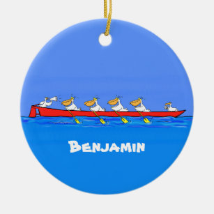 Funny pelicans rowing cartoon illustratie keramisch ornament