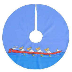 Funny pelicans rowing cartoon illustratie kerstboom rok
