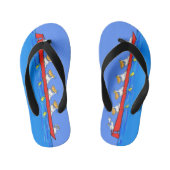 Funny pelicans rowing cartoon illustratie kinder teenslippers (Voetbed)