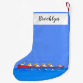 Funny pelicans rowing cartoon illustratie kleine kerstsok (Achterkant)