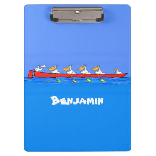 Funny pelicans rowing cartoon illustratie klembord