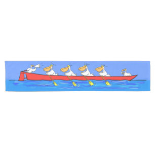 Funny pelicans rowing cartoon illustratie korte tafelloper