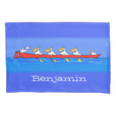 Funny pelicans rowing cartoon illustratie kussensloop (Voorkant)