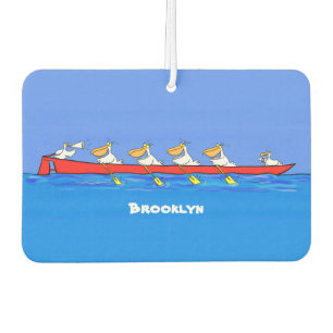 Funny pelicans rowing cartoon illustratie luchtverfrisser