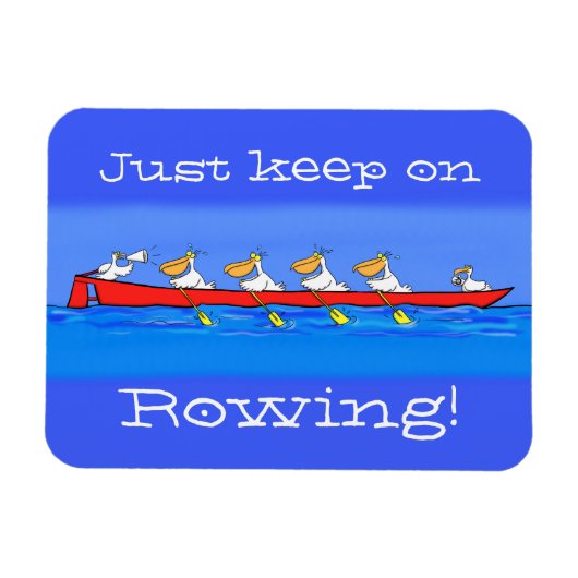 Funny pelicans rowing cartoon illustratie magneet (Horizontaal)