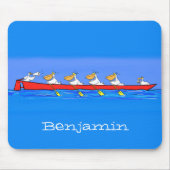 Funny pelicans rowing cartoon illustratie muismat (Voorkant)