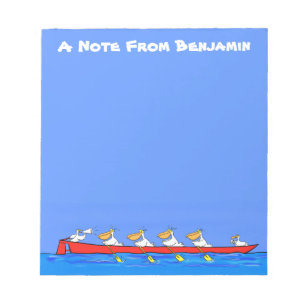 Funny pelicans rowing cartoon illustratie notitieblok