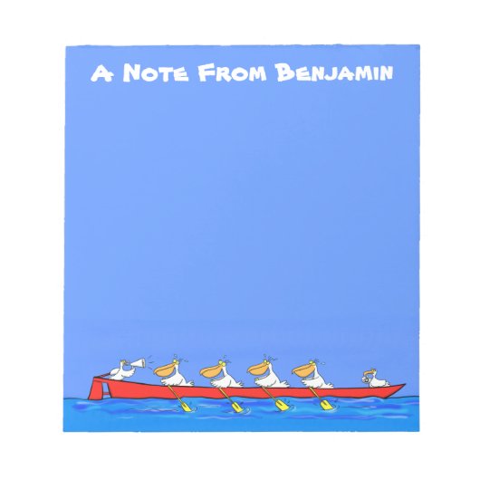 Funny pelicans rowing cartoon illustratie notitieblok (Voorkant)