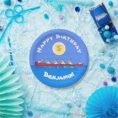 Funny pelicans rowing cartoon illustratie papieren bordje (Feest)