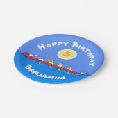 Funny pelicans rowing cartoon illustratie papieren bordje (Gekanteld)