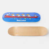 Funny pelicans rowing cartoon illustratie persoonlijk skateboard (Horizontaal)