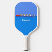 Funny pelicans rowing cartoon illustratie pickleball paddle (Achterkant)