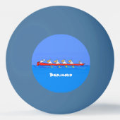 Funny pelicans rowing cartoon illustratie pingpongbal (Achterkant)