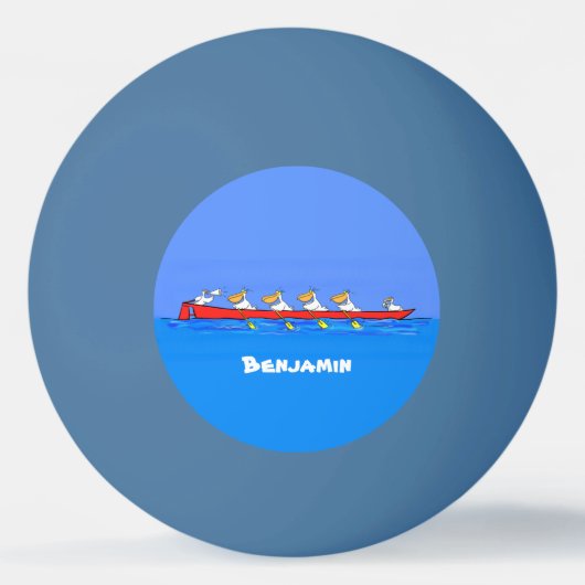 Funny pelicans rowing cartoon illustratie pingpongbal (Achterkant)