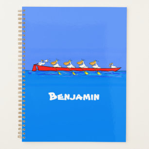 Funny pelicans rowing cartoon illustratie planner