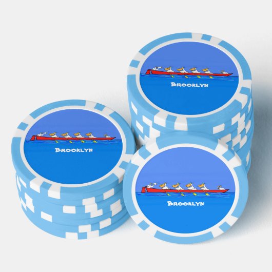 Funny pelicans rowing cartoon illustratie poker chips (Opstapeling)
